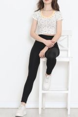 Geniş Yaka Crop Bluz Sarı - 18196.1723.