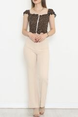 Fermuarlı Crop Bluz Kahve - 18473.1153.