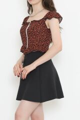 Fermuarlı Crop Bluz Kiremit - 18473.1153.