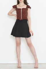 Fermuarlı Crop Bluz Kiremit - 18473.1153.