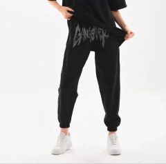 Unisex Taş Detaylı Eşofman Altı - Siyah