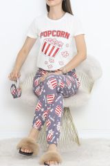 Paça Lastikli Pijama Takımı Beyazkırmızı - 18736.1567.
