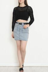 Acurlu Crop Kazak Siyah - 4155.1247.