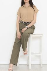 Beli Lastikli Palazzo Pantolon Haki1 - 20866.683.