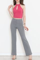 Bağlamalı Crop Bluz Fuşya - 18457.631.