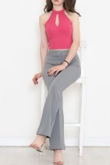 Bağlamalı Crop Bluz Fuşya - 18457.631.