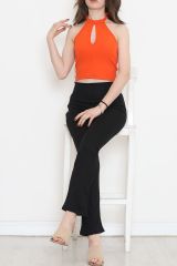 Bağlamalı Crop Bluz Turuncu - 18457.631.