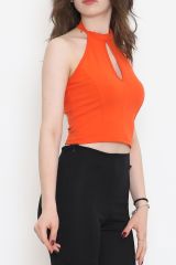 Bağlamalı Crop Bluz Turuncu - 18457.631.