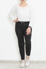 Kemerli Büyük Beden Pantolon Siyah - 224208.683.