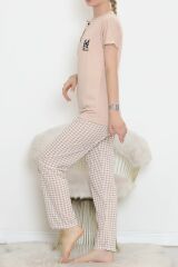 Düğmeli Pijama Takımı Ekrubej - 704.1287.