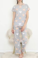 Desenli Pijama Takımı Griyavruağzı - 130.1287.
