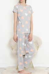 Desenli Pijama Takımı Griyavruağzı - 130.1287.