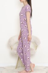 Desenli Pijama Takımı Lila - 130.1287.