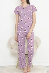 Desenli Pijama Takımı Lila - 130.1287.