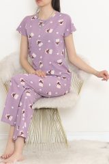 Desenli Pijama Takımı Lila - 130.1287.