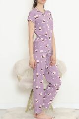 Desenli Pijama Takımı Lila - 130.1287.