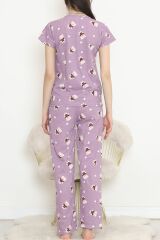 Desenli Pijama Takımı Lila - 130.1287.