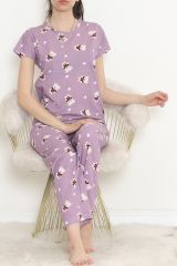 Desenli Pijama Takımı Lila - 130.1287.