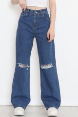 Lazer Kesim Palazzo Kot Pantolon Mavi - 16666.925.