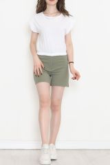 Beli Lastikli Crop Tişört Beyaz - 16552.1567.