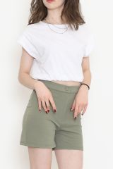 Beli Lastikli Crop Tişört Beyaz - 16552.1567.
