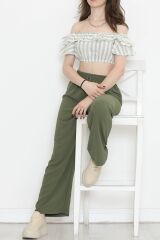 Çizgili Crop Bluz Hakibeyaz - 18426.631.