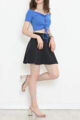 Ön Bağlamalı Crop Bluz Saks - 18427.631.