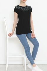 Pul Detaylı Bluz Siyah - 18165.599.