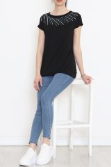 Pul Detaylı Bluz Siyah - 18165.599.