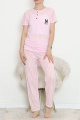 Düğmeli Pijama Takımı Ekrupembe - 704.1287.