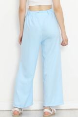 Bel Kuşaklı Keten Pantolon Açıkmavi - 15265.1726.
