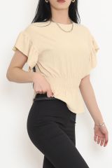 Bel Lastikli Bluz Bej - 2490.555.