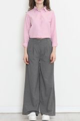 Çizgili Crop Gömlek Pembe - 977.1247.