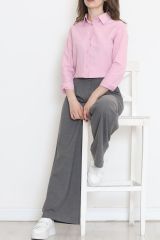Çizgili Crop Gömlek Pembe - 977.1247.