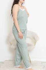 İp Askılı Battal Pijama Takımı Beyazmint - 174.1287.