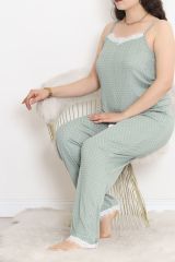 İp Askılı Battal Pijama Takımı Beyazmint - 174.1287.