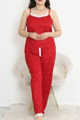 İp Askılı Battal Pijama Takımı Beyazkırmızı - 174.1287.