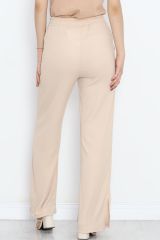 Paça Yırtmaçlı Bürümcük Pantolon Bej - 18904.1247.