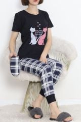 Paça Lastikli Pijama Takımı Lacivert - 18737.1567.