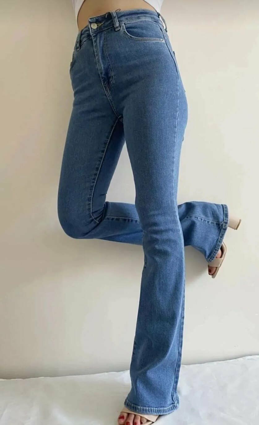 Kadın Yüksek Bel Toparlayıcı Bol Paça Kot Pantolon Jean