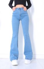 Kadın Yüksek Bel Toparlayıcı Bol Paça Kot Pantolon Jean
