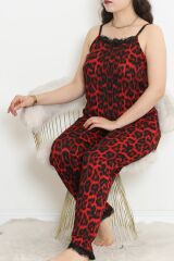 İp Askılı Battal Pijama Takımı Kırmızısiyah - 174.1287.