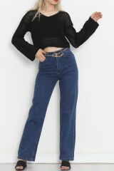 Acurlu Crop Kazak Siyah - 4086.1247.