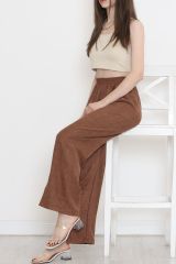 Paça Yırtmaçlı Keten Pantolon Acıkahve - 15267.1778.