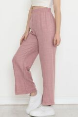 Paça Yırtmaçlı Keten Pantolon Pembe - 15267.1778.