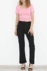 Kare Yaka Bluz Pembe - 862.1019.