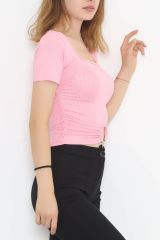 Kare Yaka Bluz Pembe - 862.1019.