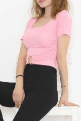 Kare Yaka Bluz Pembe - 862.1019.