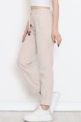 Krep Bağcık Detaylı Pantolon Taş - 152429.1778.