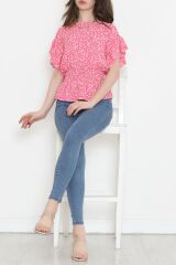 Büzgülü Bluz Pembe - 2495.555.